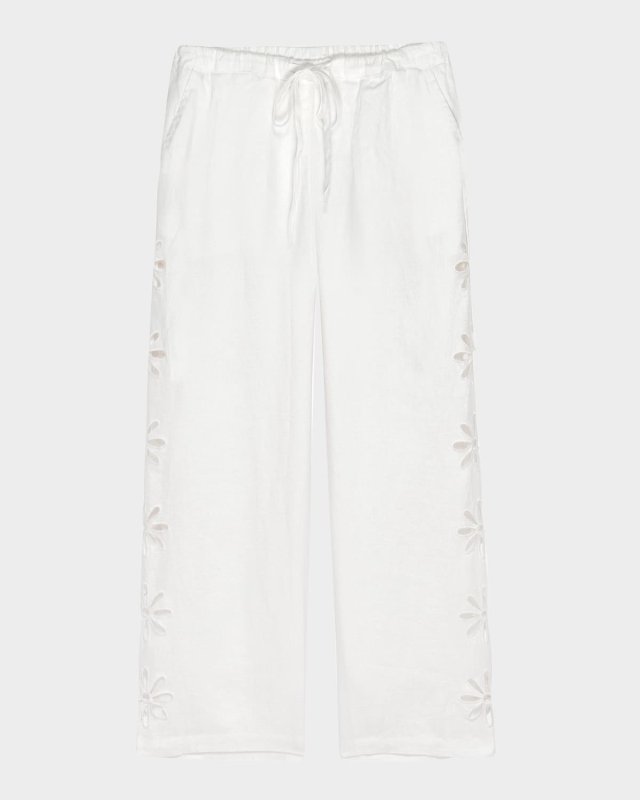 Emmie Floral Cutout Linen Pants